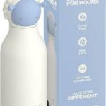 בקבוק תרמי אסובו בסטי לבן מט כבשה נירוסטה חם/קר 460 מ"ל עם קש