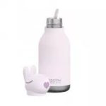 בקבוק תרמי אסובו בסטי ורוד מט ארנב נירוסטה חם/קר 460 מ"ל עם קש