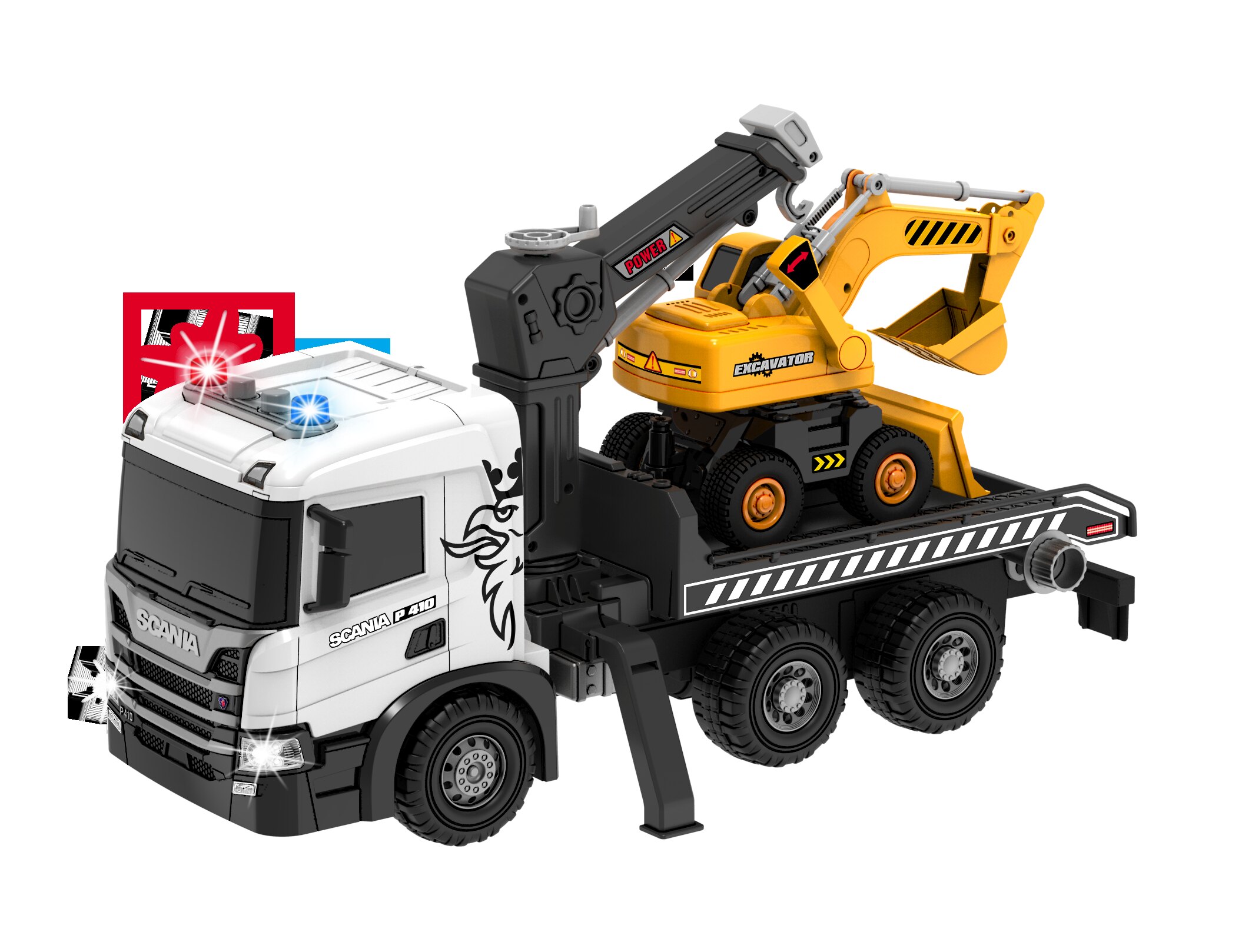 SCANIA משאית גורר מחפרון גדולה 48סמ פריקשן אורות וצלילים SCANIA משאית גורר מחפרון גדולה 48סמ פריקשן אורות וצלילים – תמונה 1
