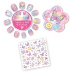 HOT FOCUS طقم تصميم أظافر سمايلي + فراشات - 5 طلاءات أظافر لامعة