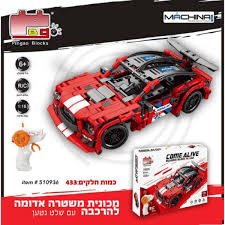 מכונית משטרה אדומה להרכבה +שלטR/C נטען 1:16 433 חלקים