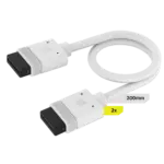 כבל CORSAIR iCUE LINK – 2x כבלים באורך 200 מ״מ עם חיבורים ישרים, – צבע לבן